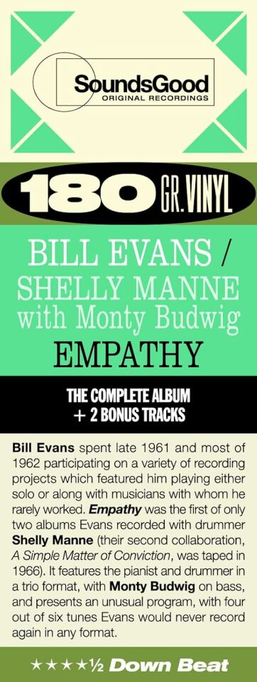 BILL EVANS & SHELLY MANNE with MONTY BUDWIG - EMPATHY (1962) - LP 180GR 2023 REISSUE GATEFOLD SIFIR PLAK