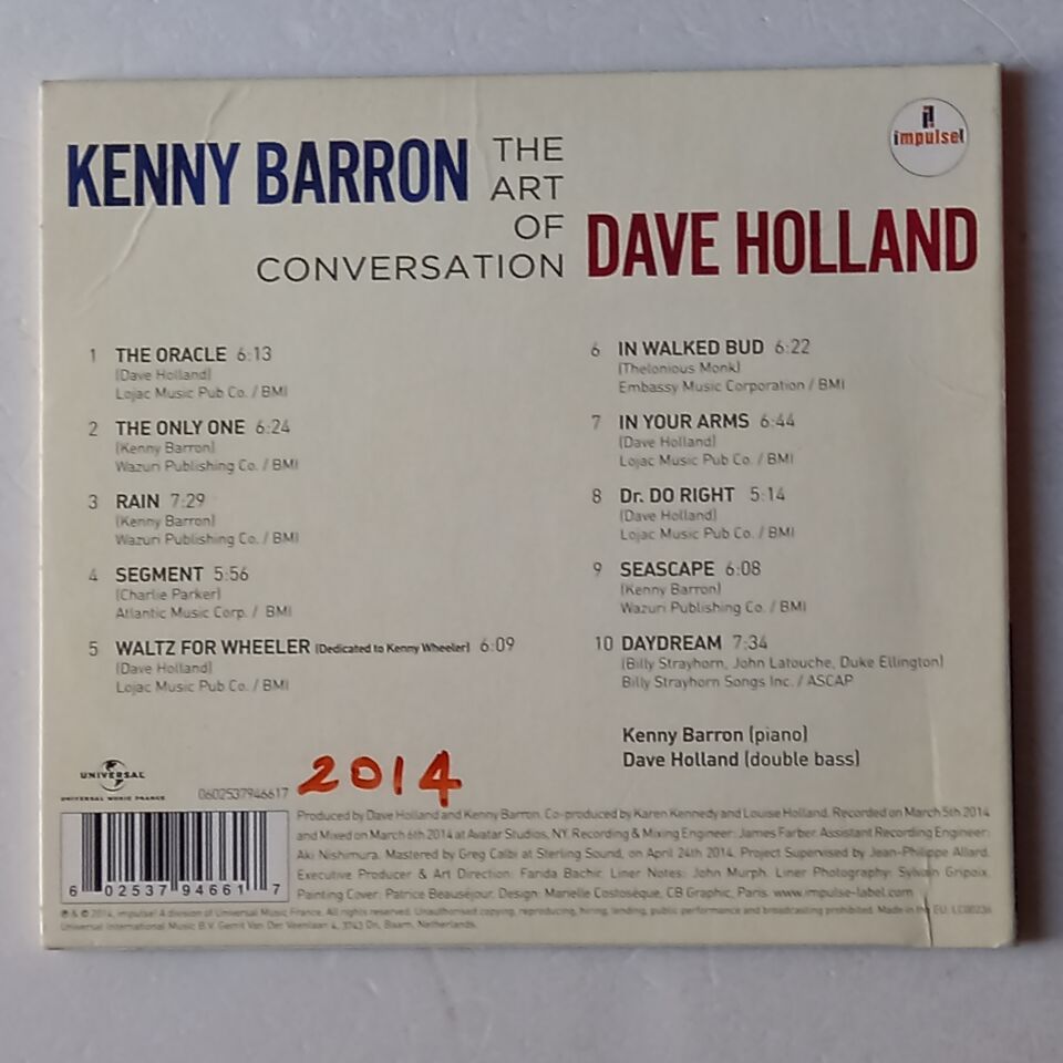 KENNY BARRON, DAVE HOLLAND – THE ART OF CONVERSATION (2014) - CD DIGIPAK 2.EL