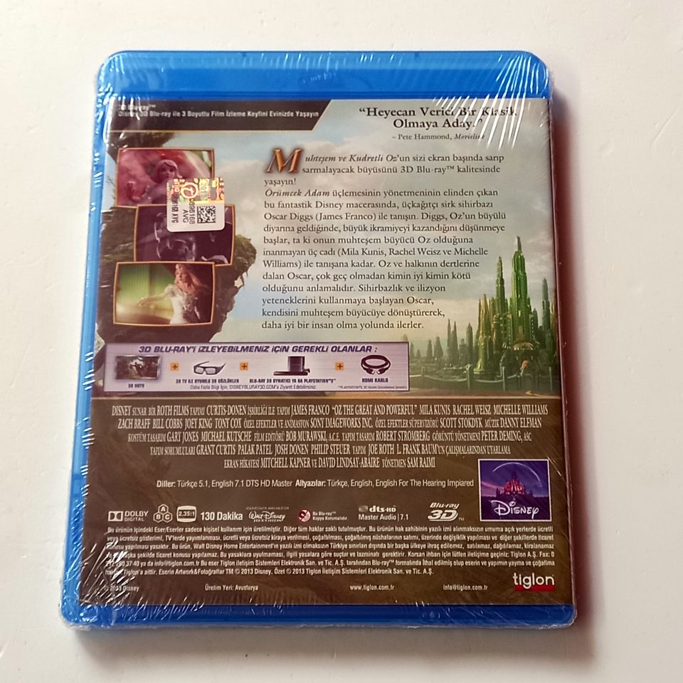 MUHTEŞEM VE KUDRETLİ OZ / OZ THE GREAT AND POWERFUL - JAMES FRANCO, MILA KUNIS, RACHEL WEISZ, YÖN.: SAM RAIMI - BLU-RAY AMBALAJINDA SIFIR