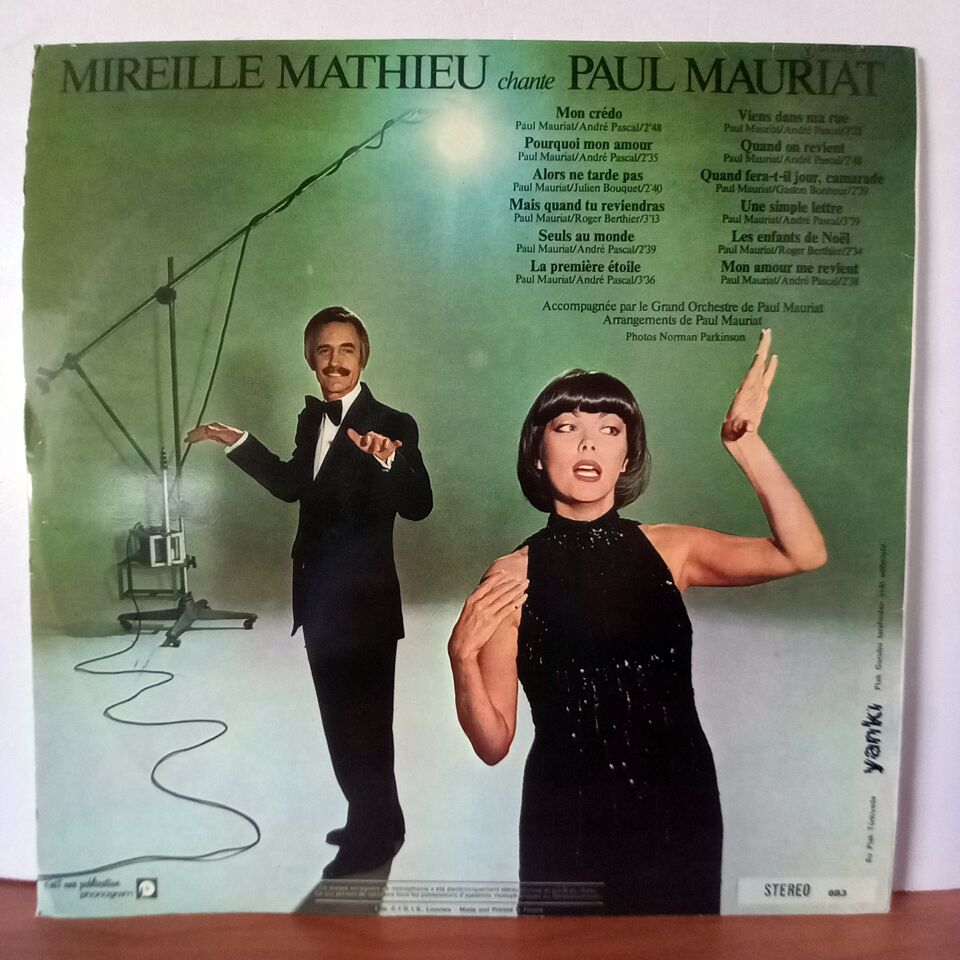 MIREILLE MATHIEU – MIREILLE MATHIEU CHANTE PAUL MAURIAT (1977) - YERLİ BASKI LP 2.EL PLAK