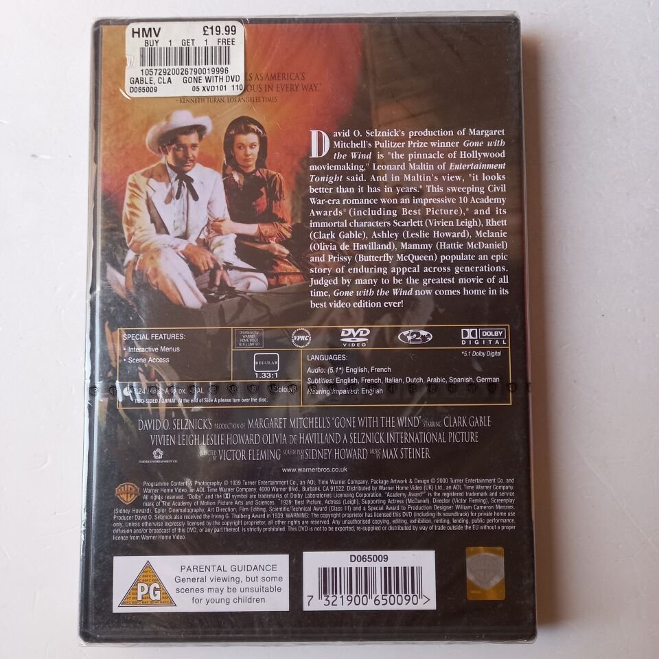 GONE WITH THE WIND - CLARK GABLE, VIVIEN LEIGH - DVD AMBALAJINDA SIFIR