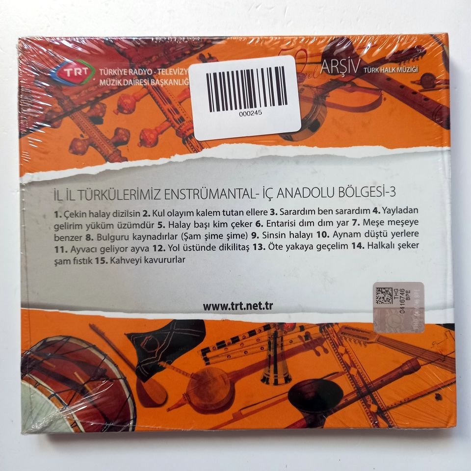 İL İL TÜRKÜLERİMİZ ENSTRÜMANTAL - İÇ ANADOLU BÖLGESİ 3 / TÜRK HALK MÜZİĞİ / TRT ARŞİV SERİSİ 259 - CD SIFIR