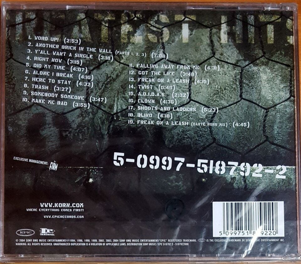 KORN - GREATEST HITS VOL.1 (2004) - CD JEWEL CASE AMBALAJINDA SIFIR