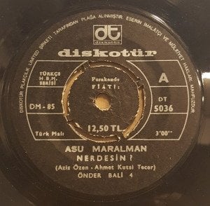 ASU MARALMAN / ÖNDER BALİ 4 - NERDESİN / BİR GÖRSEM ÖLMEDEN - 7'' 45 DEVİR KAPAKLI 2.EL 45LİK PLAK