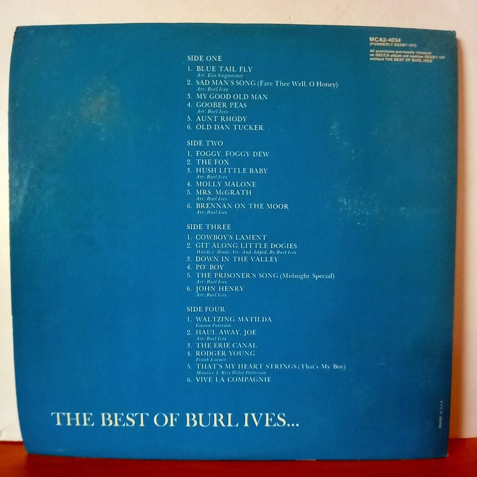 BURL IVES – THE BEST OF BURL IVES (1961) - 2LP 2.EL PLAK