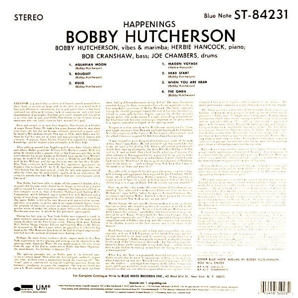 BOBBY HUTCHERSON - HAPPENINGS (1967) - LP BLUE NOTE CLASSIC VINYL SERIES 180GR 2024 EDITION SIFIR PLAK