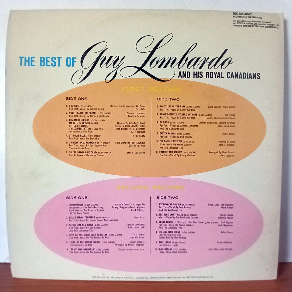 GUY LOMBARDO AND HIS ROYAL CANADIANS – THE BEST OF GUY LOMBARDO AND HIS ROYAL CANADIANS (1964) - 2LP 2.EL PLAK