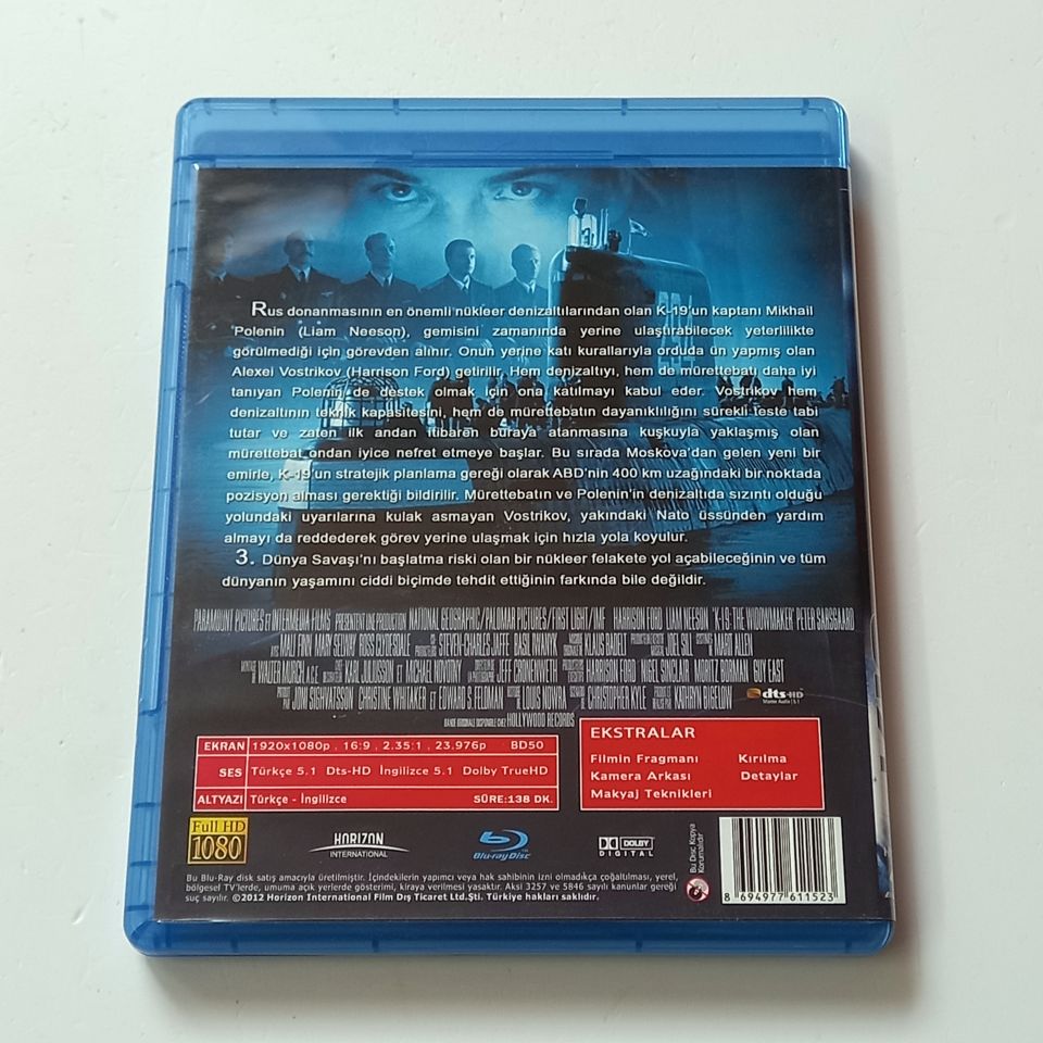 K-19 TEHLİKELİ SAATLER / THE WIDOWMAKER - HARRISON FORD, LIAM NEESON, YÖN.:KATHRYN BIGELOW - BLU-RAY 2.EL
