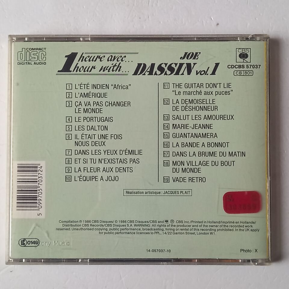 JOE DASSIN - 1 HOUR WITH JOE DASSIN VOL.1 (1987) - CD 2.EL