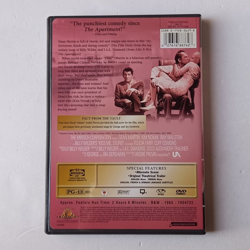 KISS ME, STUPID -  BILLY WILDER, DEAN MARTIN, KIM NOVAK - DVD 1.BÖLGE 2.EL