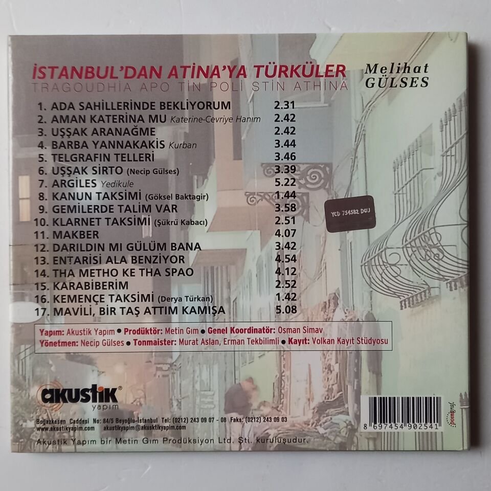 MELİHAT GÜLSES – İSTANBUL’DAN ATİNA’YA TÜRKÜLER (2000) - CD 2.EL