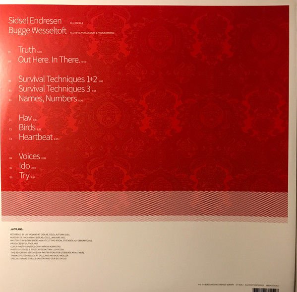 SIDSEL ENDRESEN, BUGGE WESSELTOFT – OUT HERE. IN THERE. (2002) - 2LP 2019 EDITION CONTEMPORARY JAZZ ELECTRONIC DOWNTEMPO SIFIR PLAK