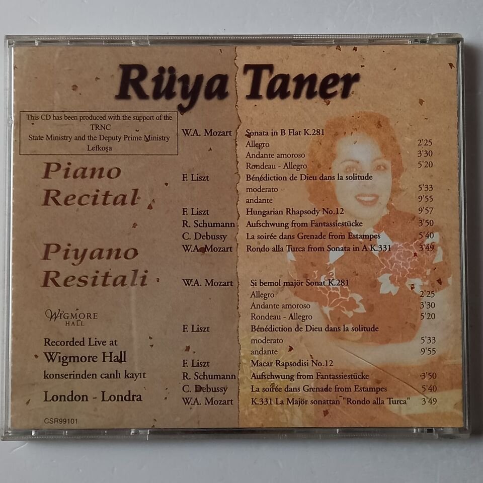 RÜYA TANER - PIANO RECITAL / PİYANO RESİTALİ - CD 2.EL