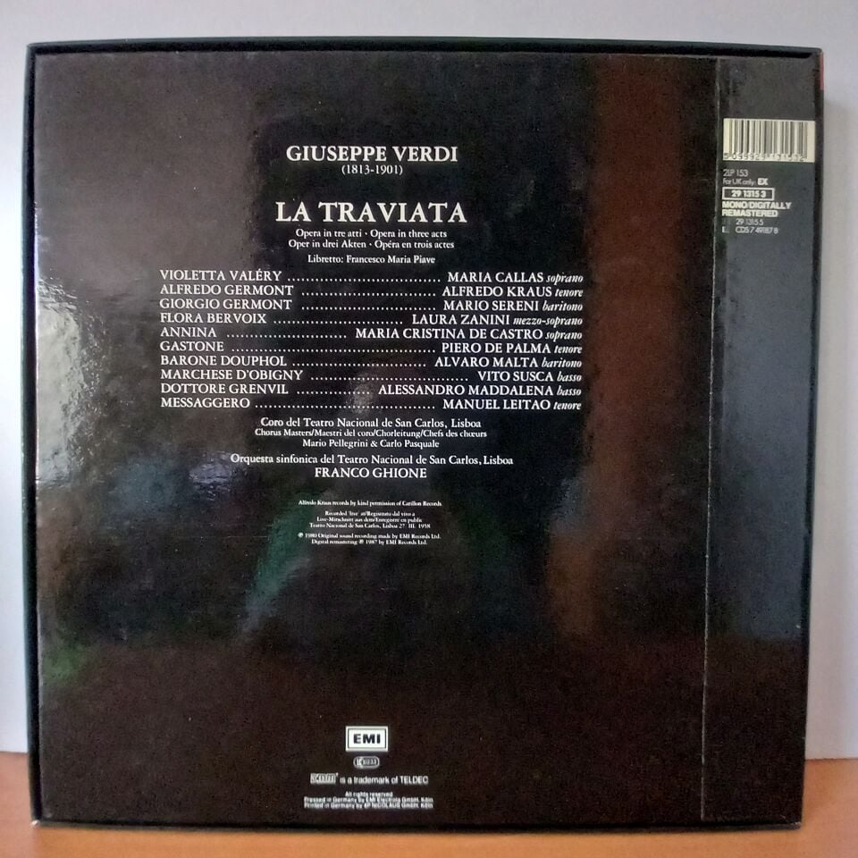 VERDI: LA TRAVIATA / MARIA CALLAS, ALFREDO KRAUS, MARIO SERENI, LAURA ZANINI, FRANCO GHIONE (1987) - 2LP BOX SET 2.EL PLAK