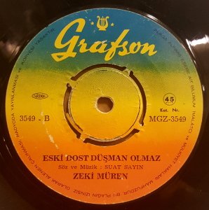 ZEKİ MÜREN - YENİ BİR AŞK ARIYORUM / ESKİ DOST DÜŞMAN OLMAZ -  7'' 45 DEVİR KAPAKSIZ 2.EL 45LİK PLAK