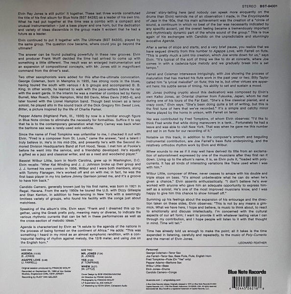 ELVIN JONES - POLY-CURRENTS (1970) - LP BLUE NOTE TONE POET SERIES 180GR 2024 EDITION SIFIR PLAK