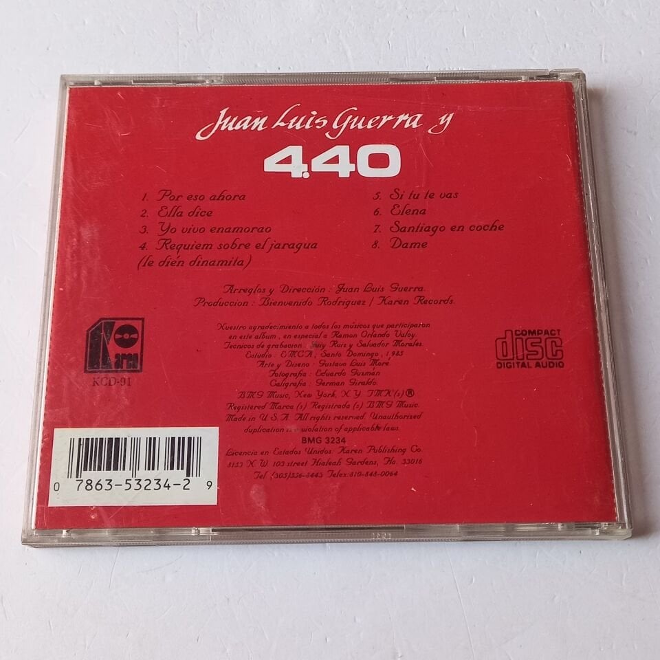 JUAN LUIS GUERRA Y 4.40 – MUDANZA Y ACARREO (1985) - CD 1993 REISSUE 2.EL