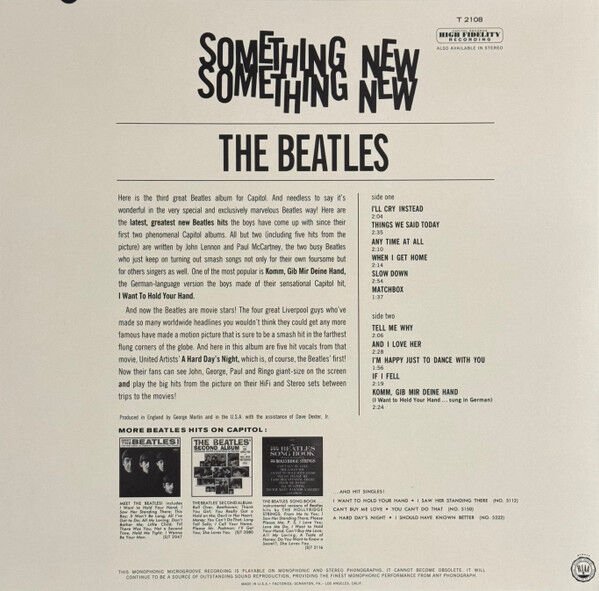 THE BEATLES - SOMETHING NEW (1964) - LP 180GR 2024 MONO EDITION SIFIR PLAK