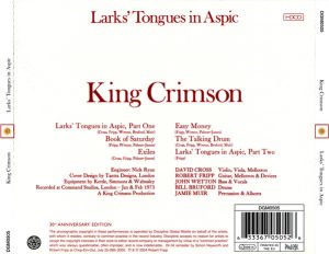 KING CRIMSON – LARKS' TONGUES IN ASPIC (1973) - HDCD 30TH ANNIVERSARY EDITION SIFIR