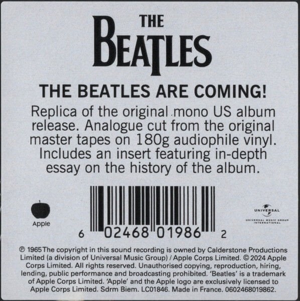 THE BEATLES - THE EARLY BEATLES (1965) - LP 180GR 2024 MONO EDITION SIFIR PLAK