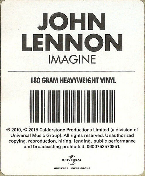 JOHN LENNON – IMAGINE (1971) - LP 2015 EDITION 180GR SIFIR PLAK