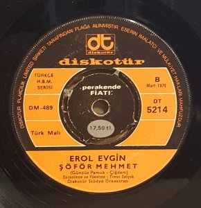 EROL EVGİN - TANRIM BU HASRET BİTSE / ŞÖFÖR MEHMET - 7'' 45 DEVİR KAPAKLI DİSKOTÜR 2.EL