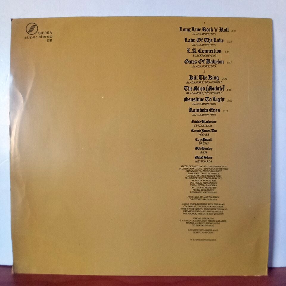 RAINBOW - LONG LIVE ROCK 'N' ROLL (1978) - YERLİ BASKI LP 2.EL PLAK