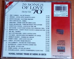20 SONGS OF LOVE FROM THE 70'S - V/A SMOKIE KENNY ROGERS LEO SAYER DRIFTERS etc (1993) - CD COMPILATION 2.EL