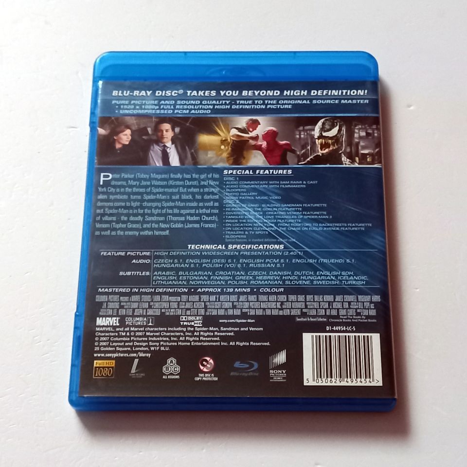 SPIDER-MAN 3 - TOBEYMAGUIRE, KIRSTEN DUNST, JAMES FRANCO - YÖN.: SAM RAIMI - BLU-RAY 2 DİSK 2.EL