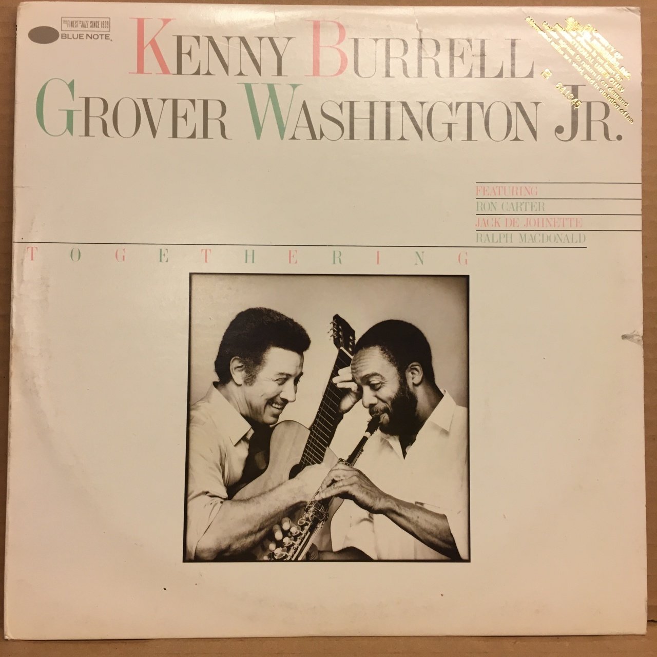 KENNY BURRELL GROVER WASHINGTON JR - TOGETHERING 1984 PROMO 2.EL PLAK