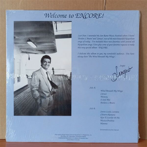 SERGIO FRANCHI – ENCORE! (1989) - LP DÖNEM BASKISI SIFIR PLAK