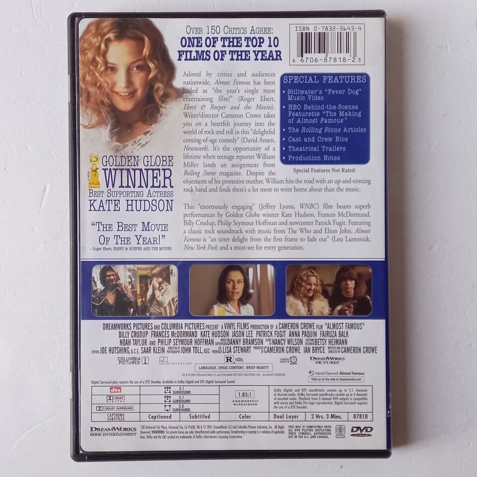 ALMOST FAMOUS -  BILLY CRUDUP, FRANCES MCDORMAND, KATE HUDSON - DVD 1.BÖLGE 2.EL