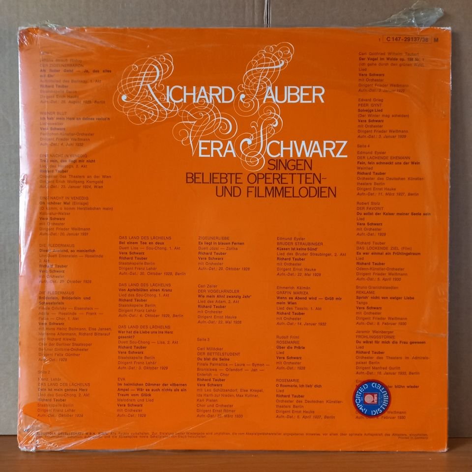 RICHARD TAUBER & VERA SCHWARZ / SINGEN BELIEBTE OPERETTEN- UND FILMMELODIEN - 2LP DÖNEM BASKISI SIFIR PLAK