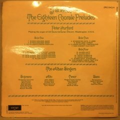 J.S. BACH - THE EIGHTEEN CHORALE PRELUDES THE ALBAN SINGERS, PETER HURFORD 1976 ARGO 2.EL 2PLAK