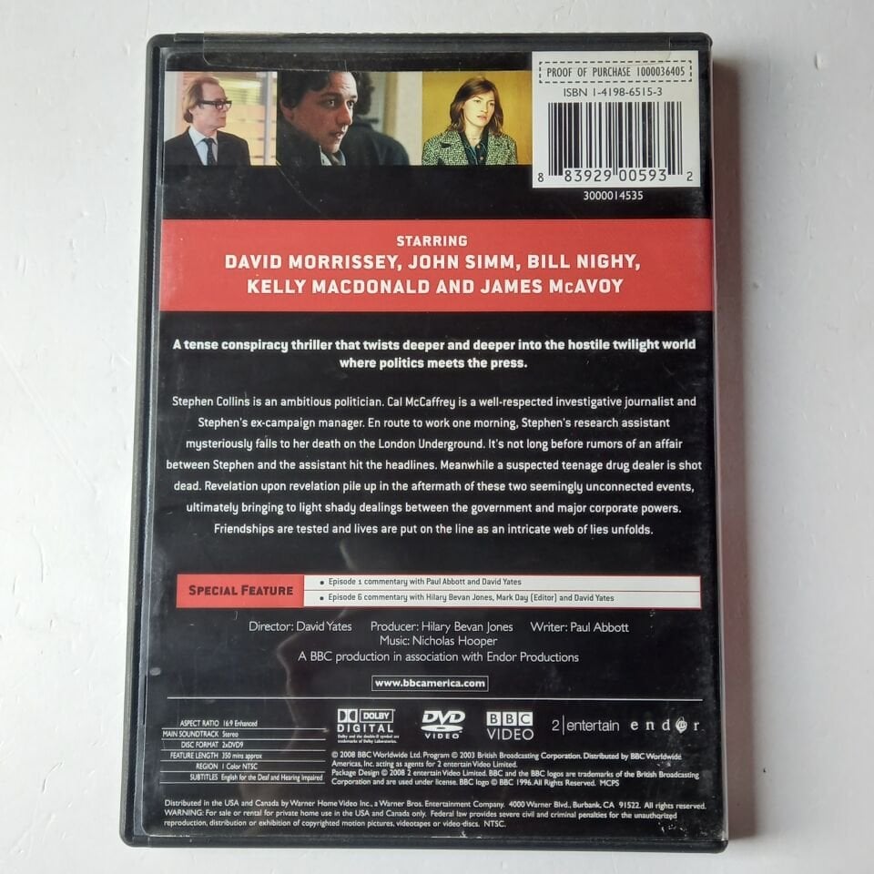 STATE OF PLAY - DAVID MORRISSEY, JAMES MCAVOY, BILL NIGHY, JOHN SIMM - 2DVD 2.EL 1.BÖLGE