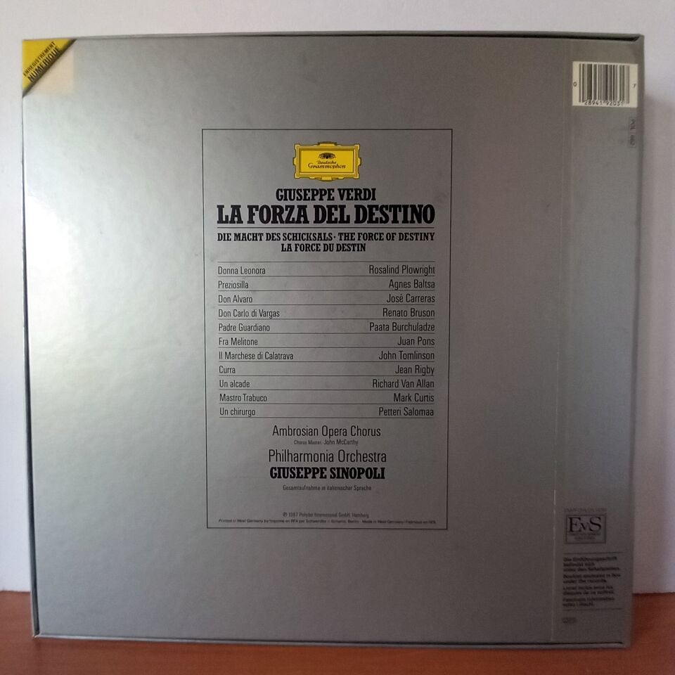 GIUSEPPE VERDI: LA FORZA DEL DESTINO / PHILHARMONIA ORCHESTRA, GIUSEPPE SINOPOLI (1987) - 3LP BOX SET 2.EL PLAK