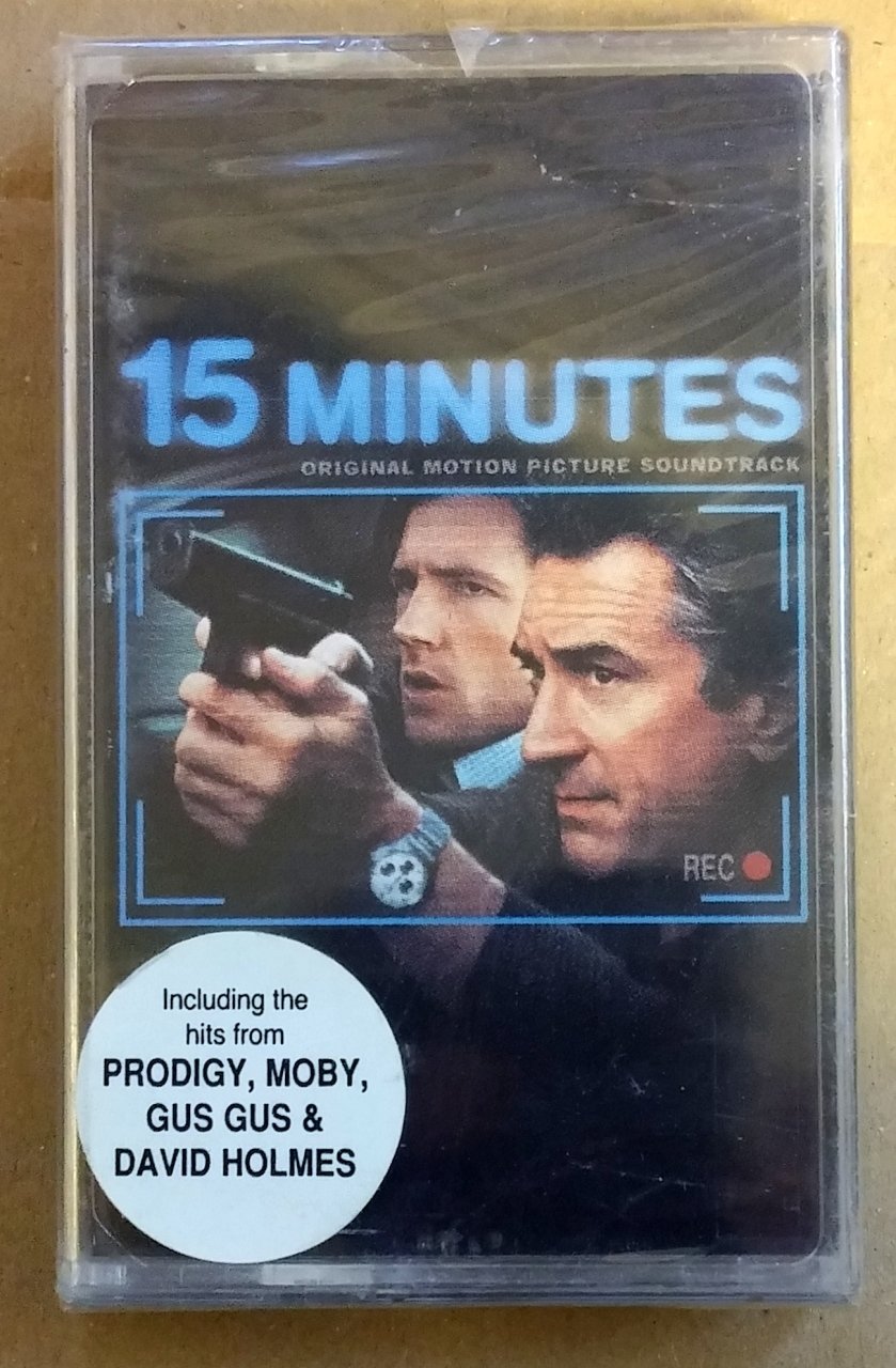 15 MINUTES SOUNDTRACK CASSETTE 2001 GUS GUS DAVID HOLMES PRODIGY MOBY MADE IN TURKEY ''NEW''