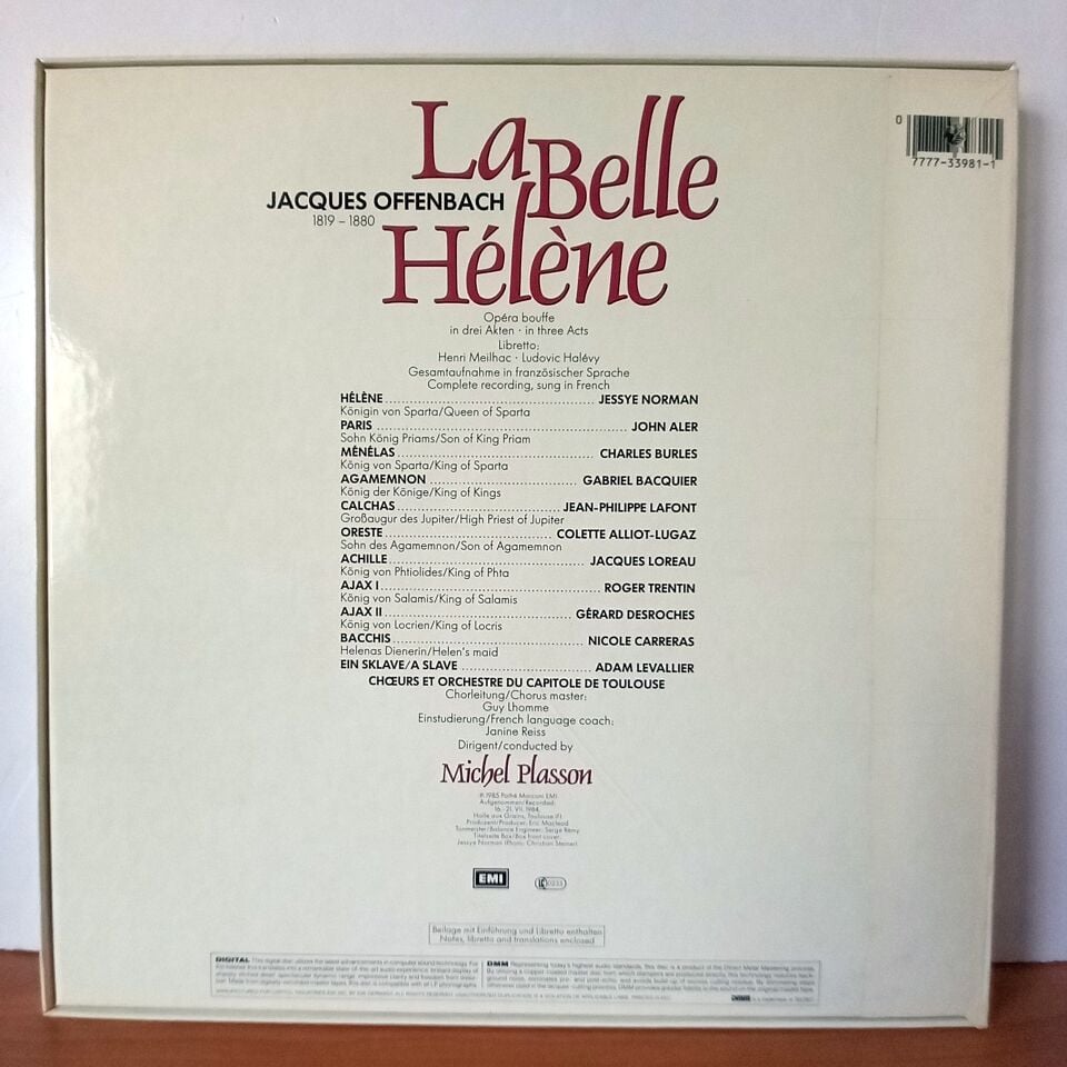OFFENBACH: LA BELLE HELENE / JESSYE NORMAN, JOHN ALER, GABRIEL BACQUIER, JEAN-PHILIPPE LAFONT, CHARLES BURLES, COLETTE ALLIOT-LUGAZ, CHŒUR ET ORCHESTRE DU CAPITOLE DE TOULOUSE, MICHEL PLASSON (1986) - 2LP BOX SET 2.EL PLAK