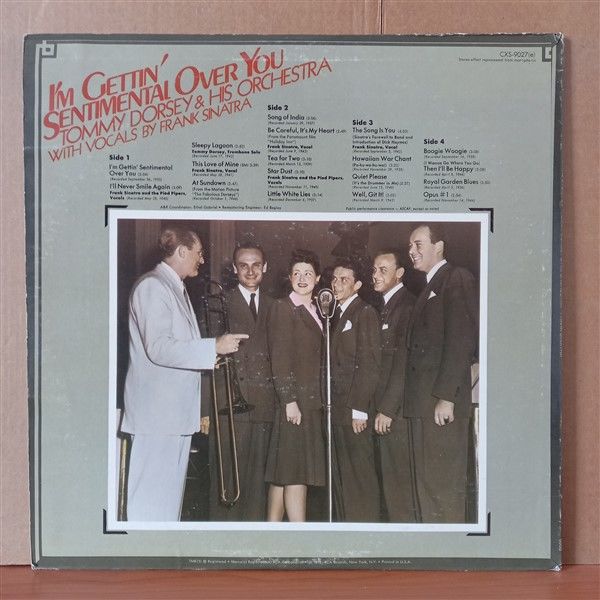 TOMMY DORSEY AND HIS ORCHESTRA WITH FRANK SINATRA – I'M GETTIN' SENTIMENTAL OVER YOU (1972) - 2LP 2.EL PLAK