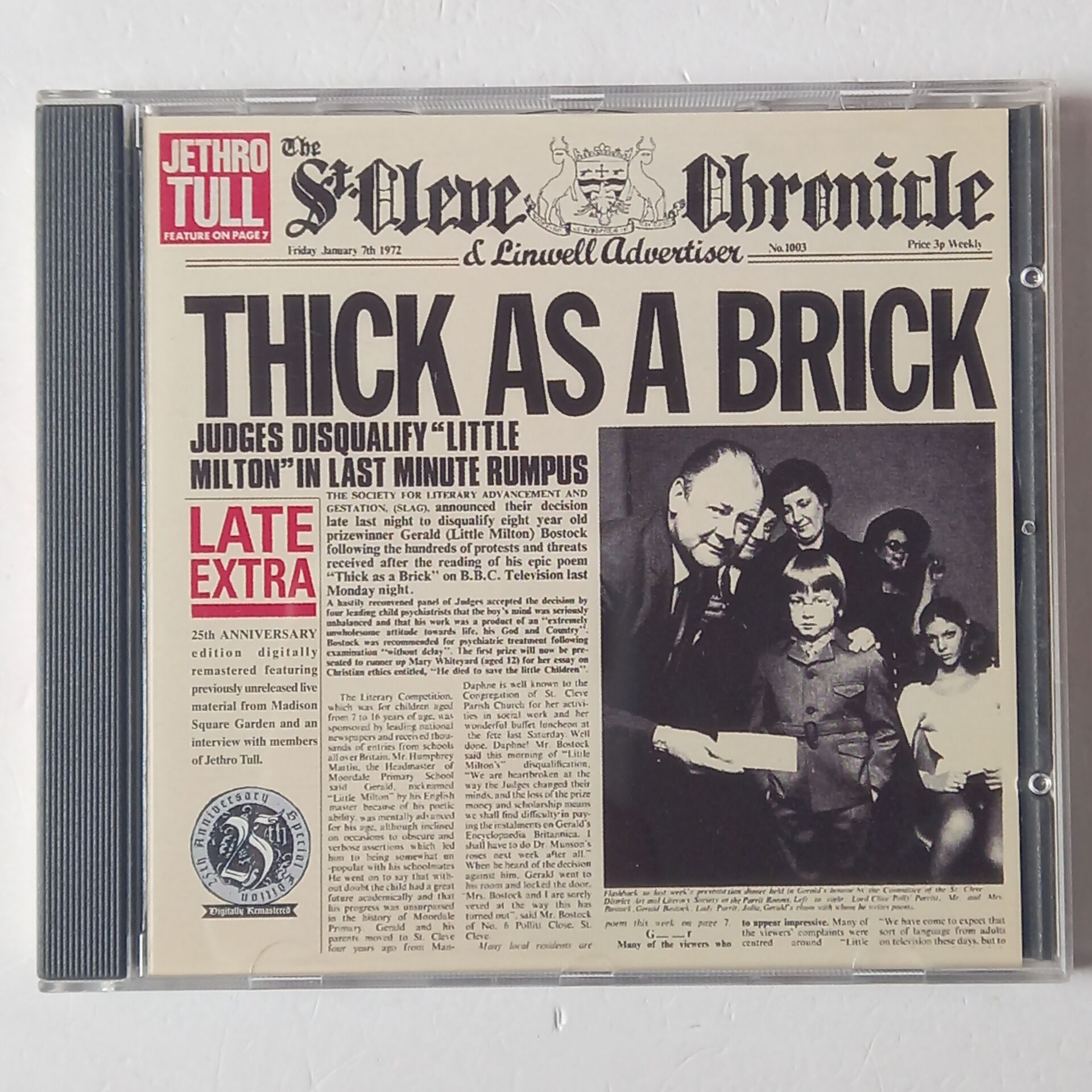 JETHRO TULL – THICK AS A BRICK (1972) - CD + BOOKLET SLIPCASE REMASTERED 1977 REISSUE 2.EL