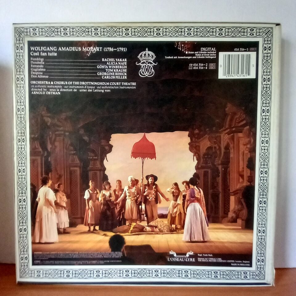 MOZART: COSI FAN TUTTE / CHORUS AND ORCHESTRA OF THE DROTTNINGHOLM COURT THEATRE, ARNOLD ÖSTMAN (1985) - 3LP BOX SET 2.EL PLAK