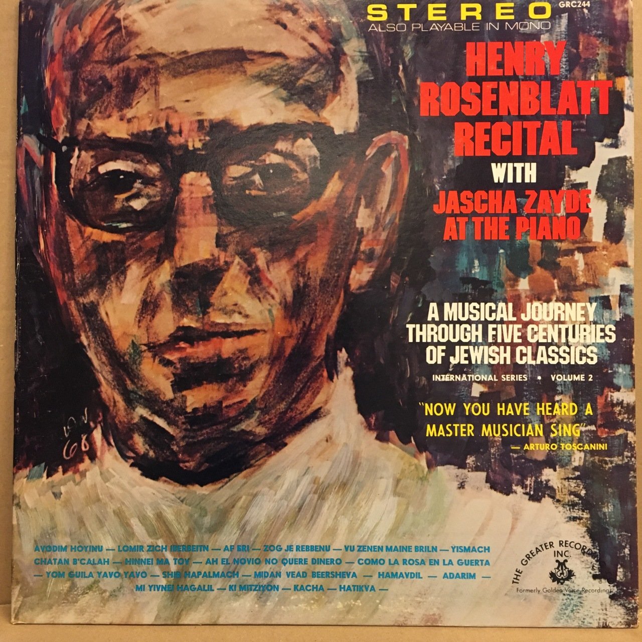 HENRY ROSENBLATT RECITAL, A MUSICAL JOURNEY THROUGH FIVE CENTURIES OF JEWISH CLASSICS (1972) 2.EL PLAK