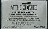 ENNIO MORRICONE - A PURE FORMALITY (1994) - SOUNDTRACK - SIFIR PLAK