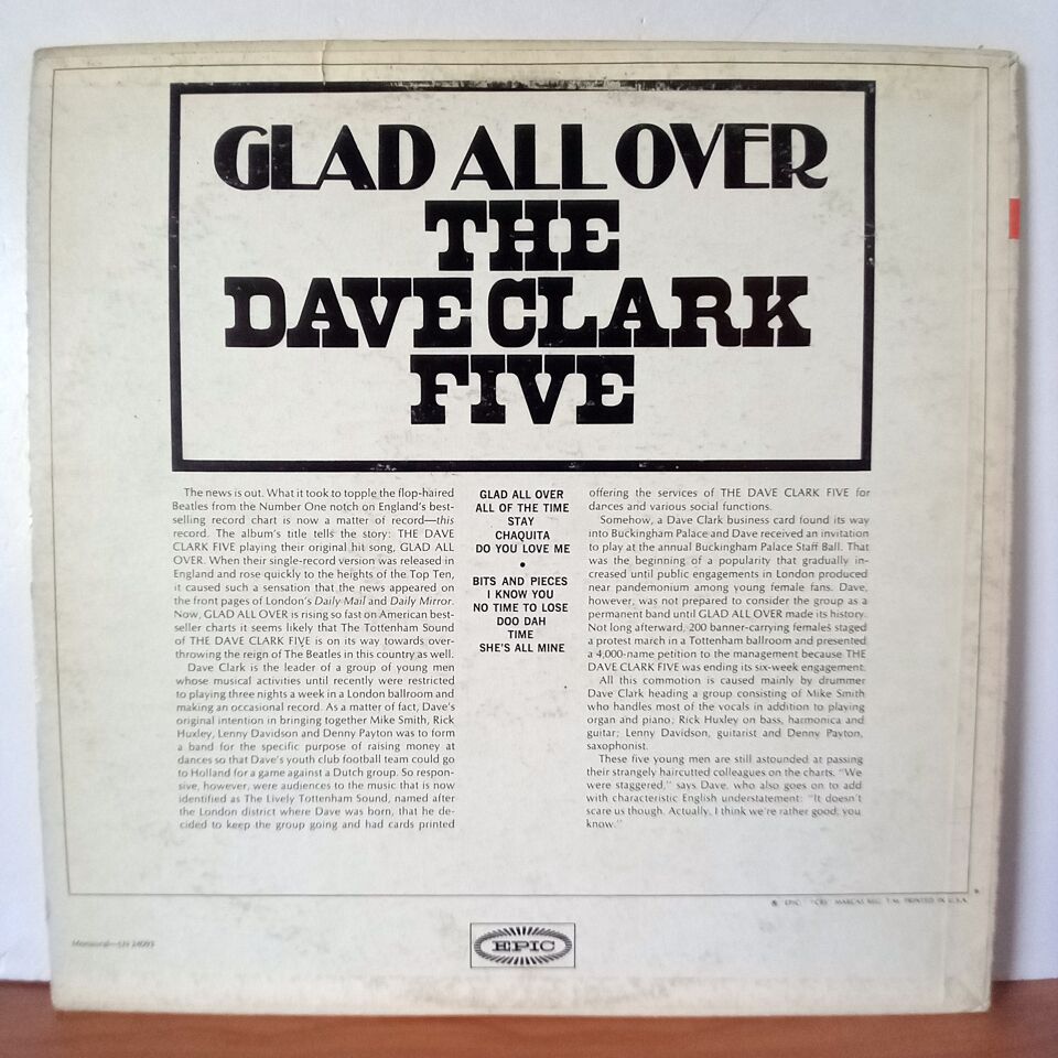 THE DAVE CLARK FIVE – GLAD ALL OVER (1964) - LP 2.EL PLAK