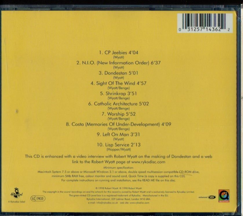 ROBERT WYATT - DONDESTON (1991) - CD 1998 REVISITED EDITION ART ROCK JAZZ ROCK 2.EL