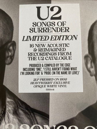 U2 - SONGS OF SURRENDER (2023) - 2LP 180GR OPAQUE WHITE COLOURED VINYL SIFIR PLAK