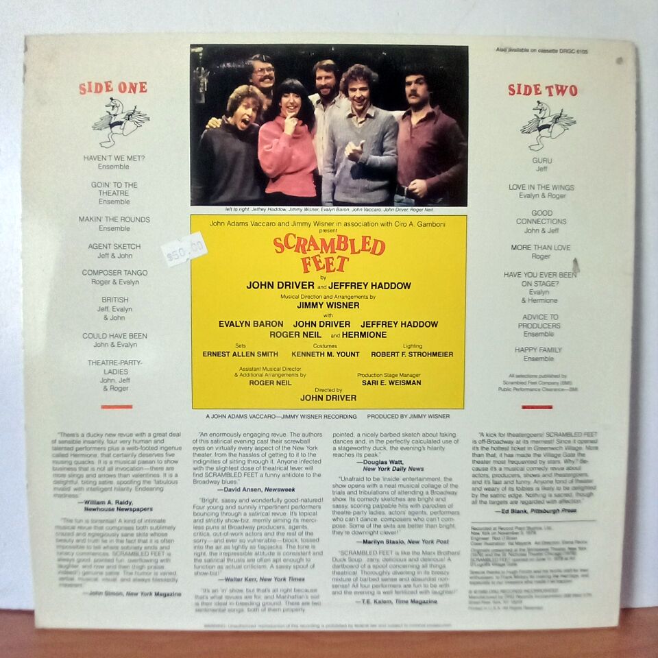 SCRAMBLED FEET / ORIGINAL CAST RECORDING / JOHN DRIVER, JEFFREY HADDOW, JIMMY WISNER (1980) - LP 2.EL PLAK