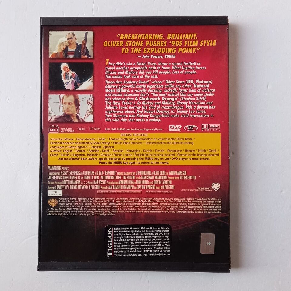 NATURAL BORN KILLERS - OLIVER STONE, WOODY HARRELSON, JULIETTE LEWIS - SNAP CASE DVD 2.BÖLGE 2.EL