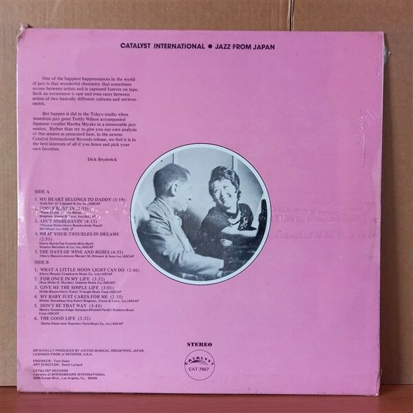MARTHA MIYAKE WITH TEDDY WILSON – MY HEART BELONGS TO TEDDY (1977) - LP DÖNEM BASKISI SIFIR PLAK