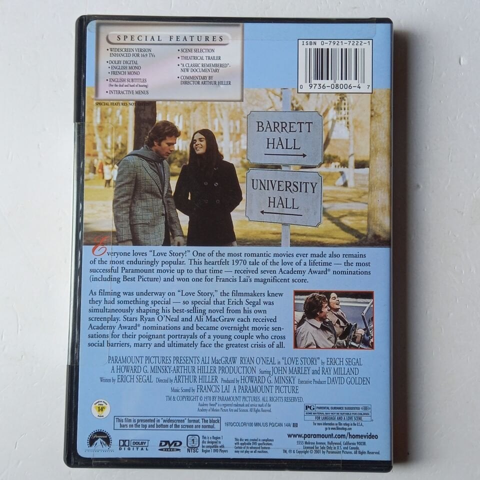 LOVE STORY - ALI MACGRAW, RYAN O\'NEAL - DVD AMBALAJINDA SIFIR 1.BÖLGE